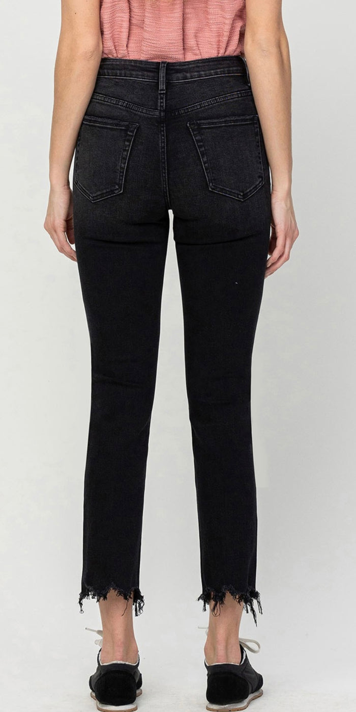 Black High Rise Straight Jeans