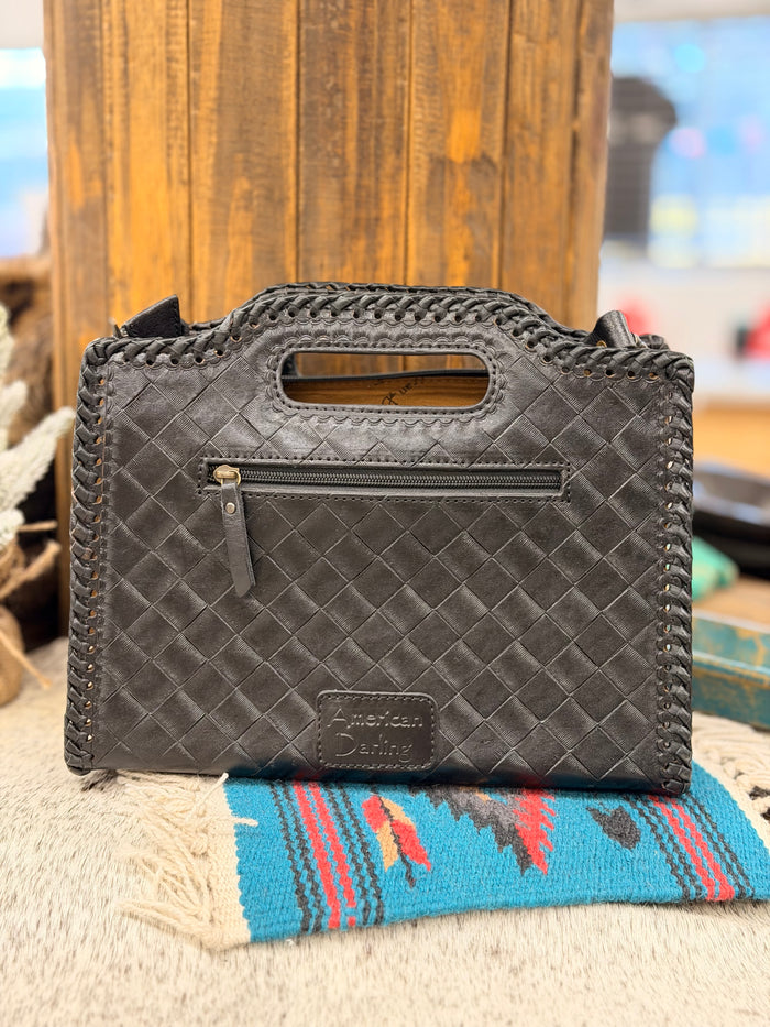 The Kimiko Black Leather Tooled Purse