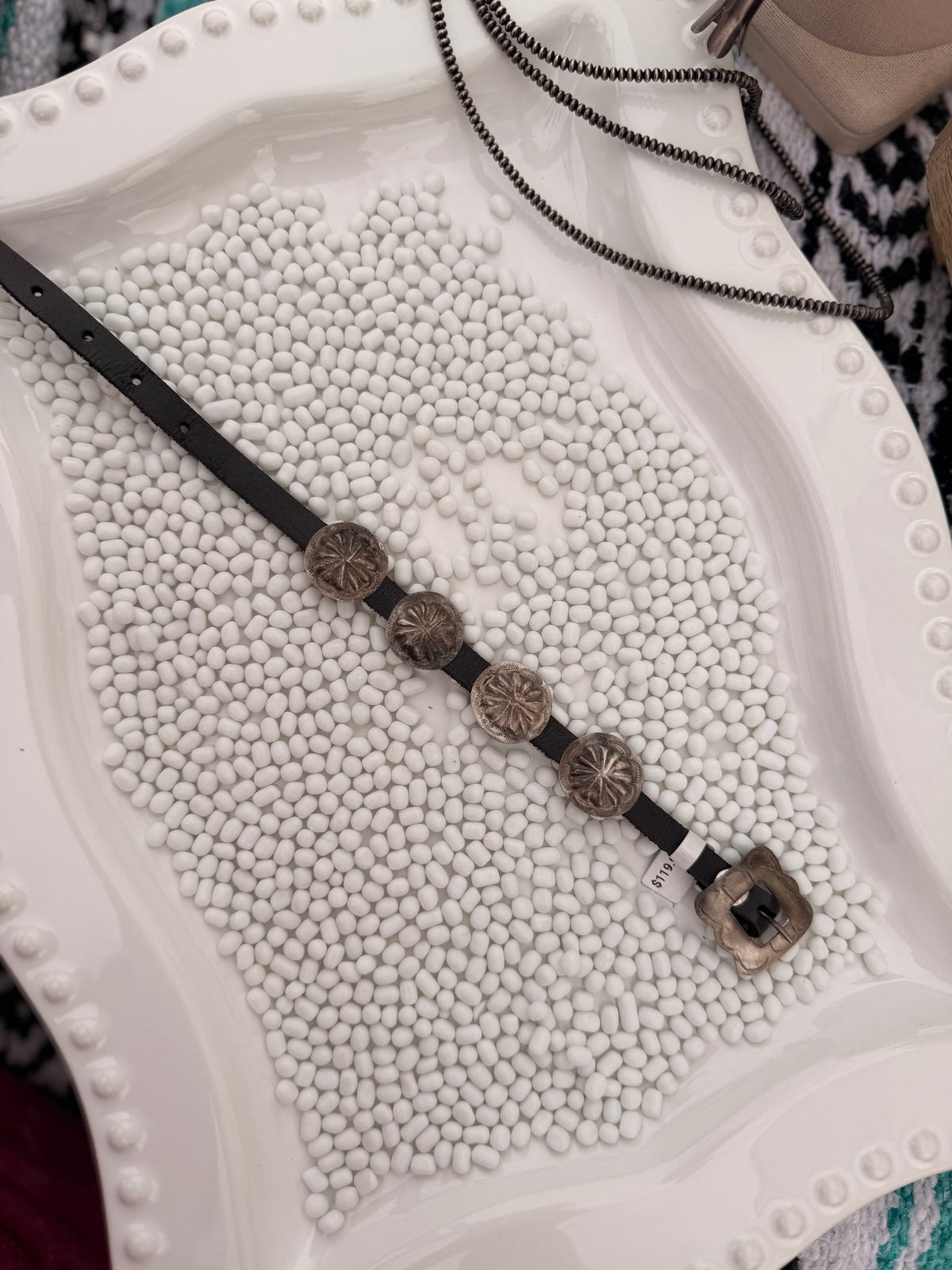 The Black Leather Concho Bracelet