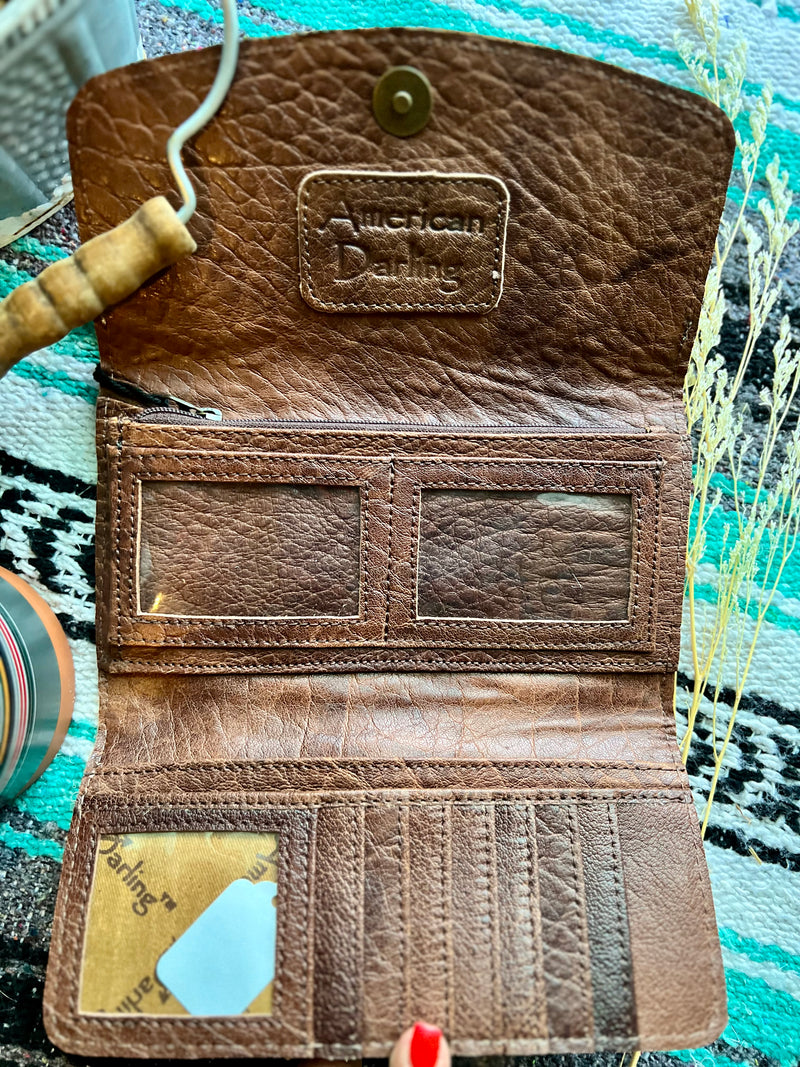 Tooled Leather and Cowhide Wallet