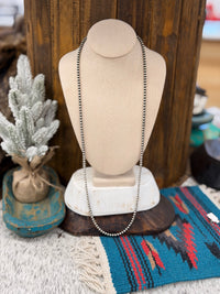 The Tara 36” long Silver Pearl Necklace