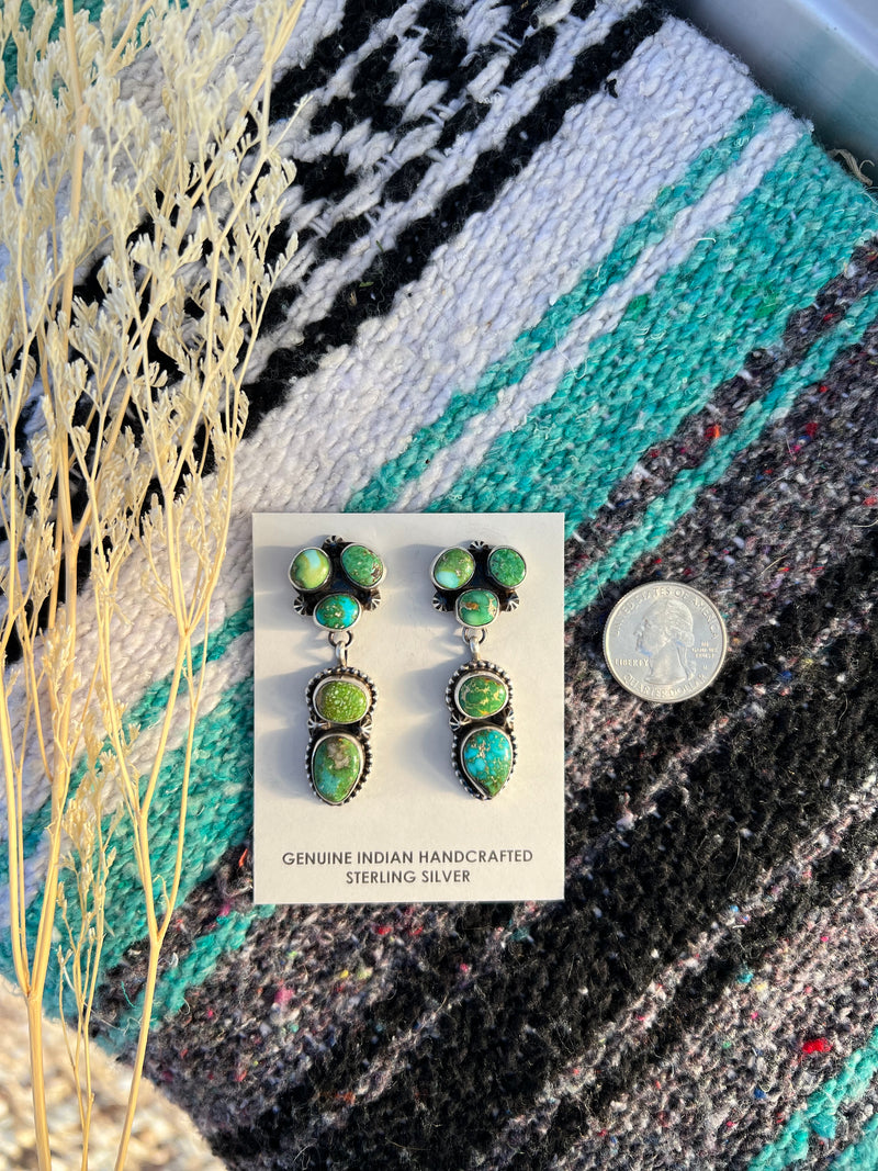 Five Stone Sonoran Gold Turquoise Earrings