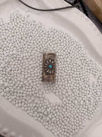 The Silver Stamped Hair Slide w/ Turquoise
