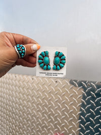 The Turquoise Half Cluster Kingman Earrings