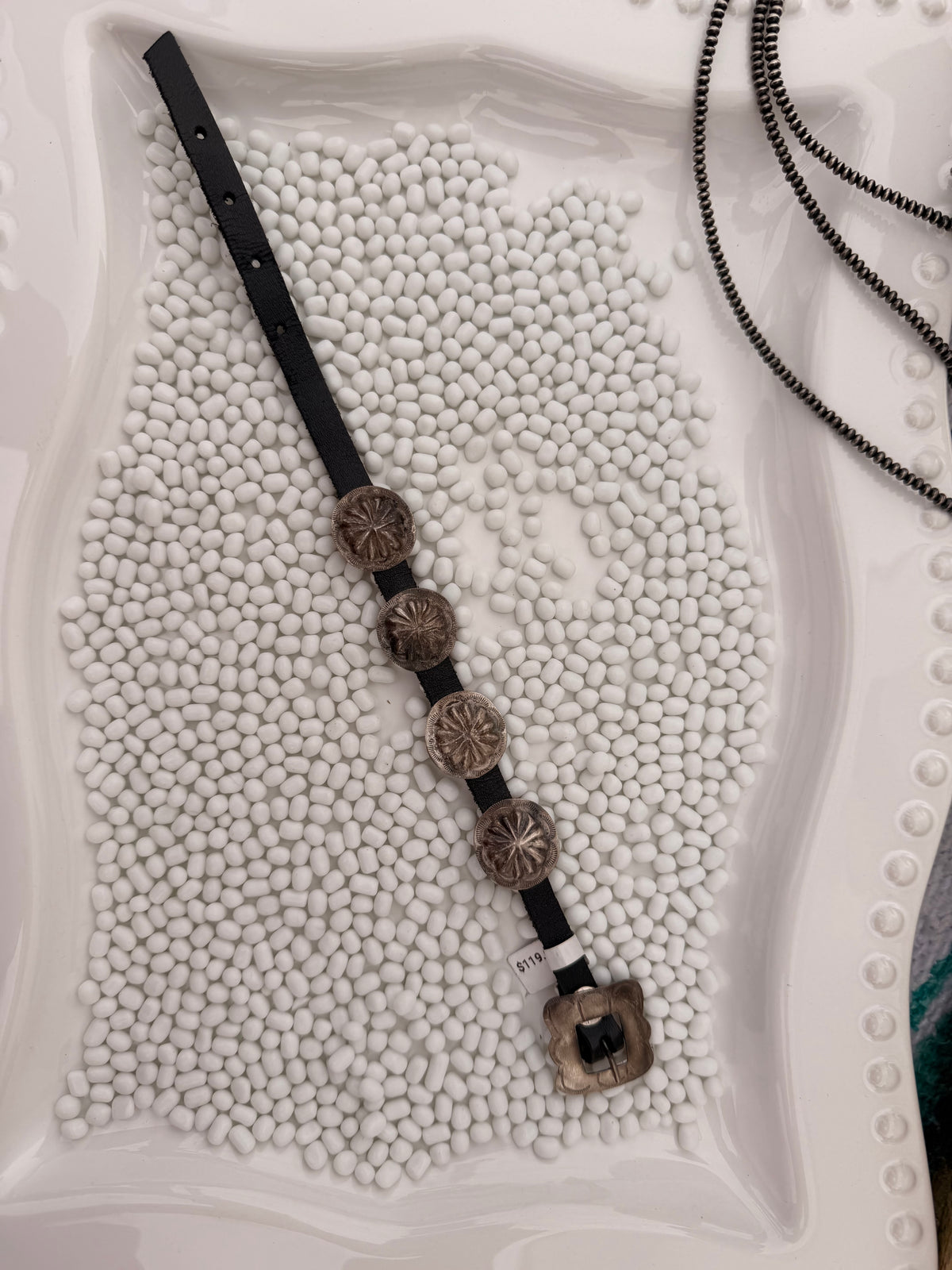 The Black Leather Concho Bracelet