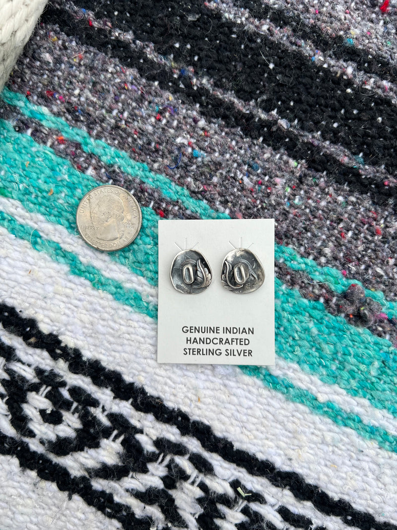 Silver Cowboy Hat Earrings