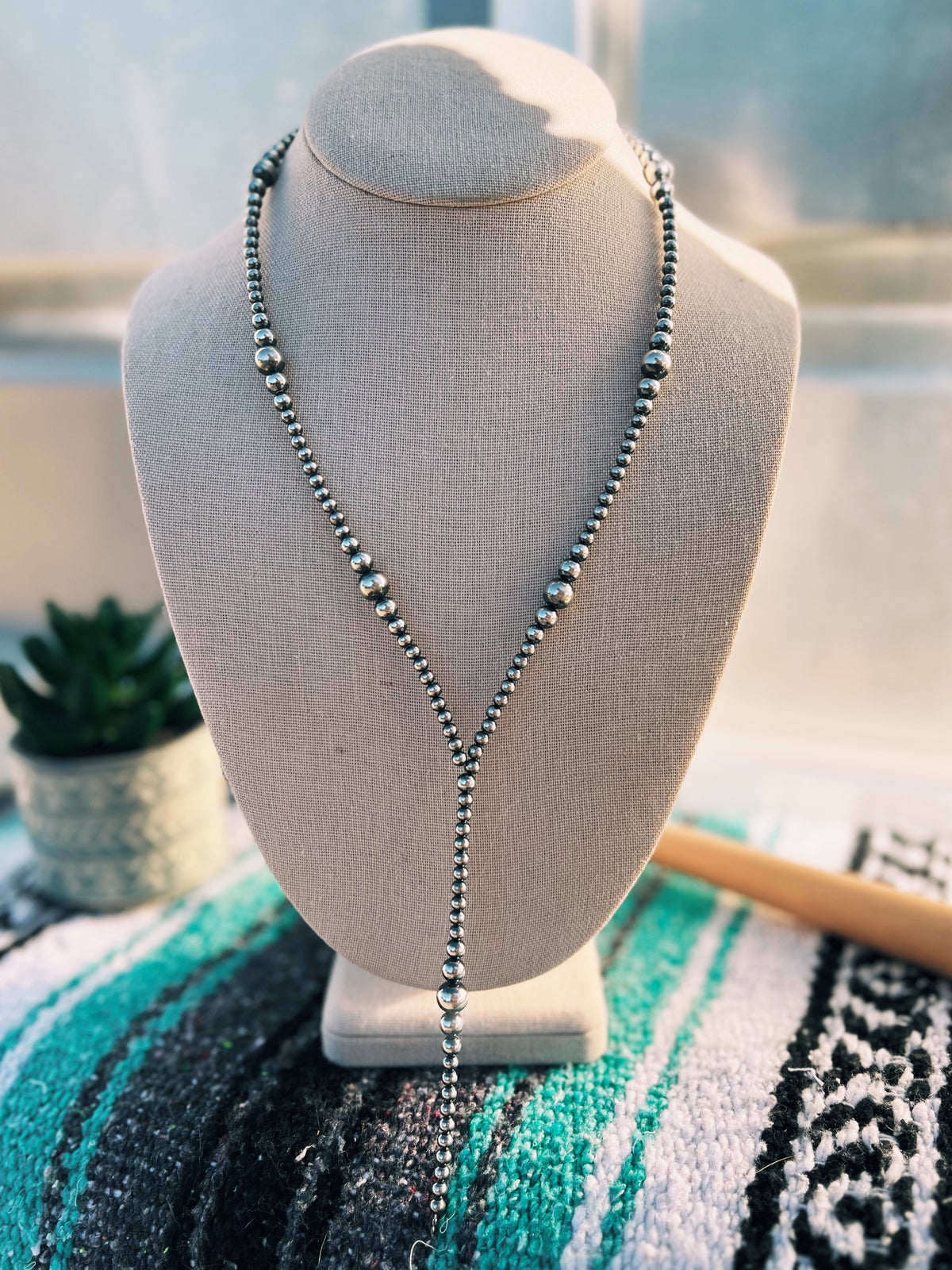 Sterling Silver Pearl Lariat Necklace