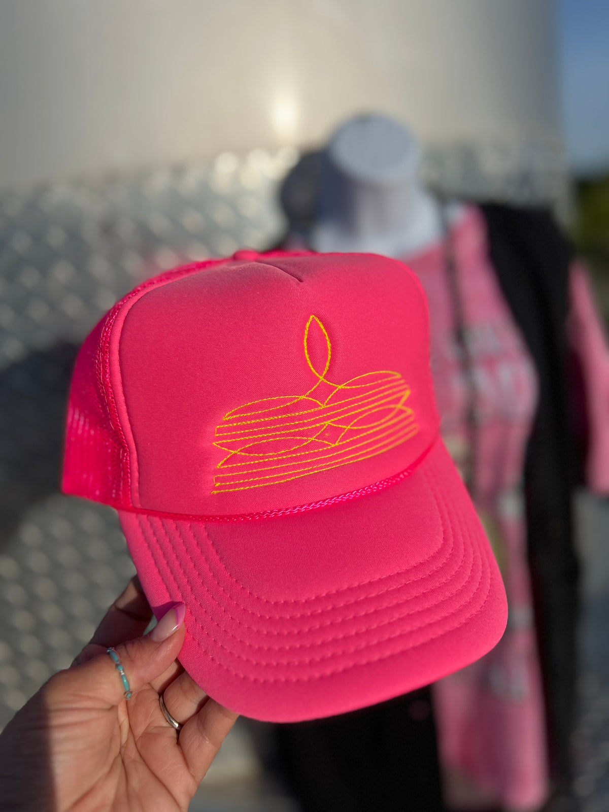 The Pink Boot Stitch Trucker