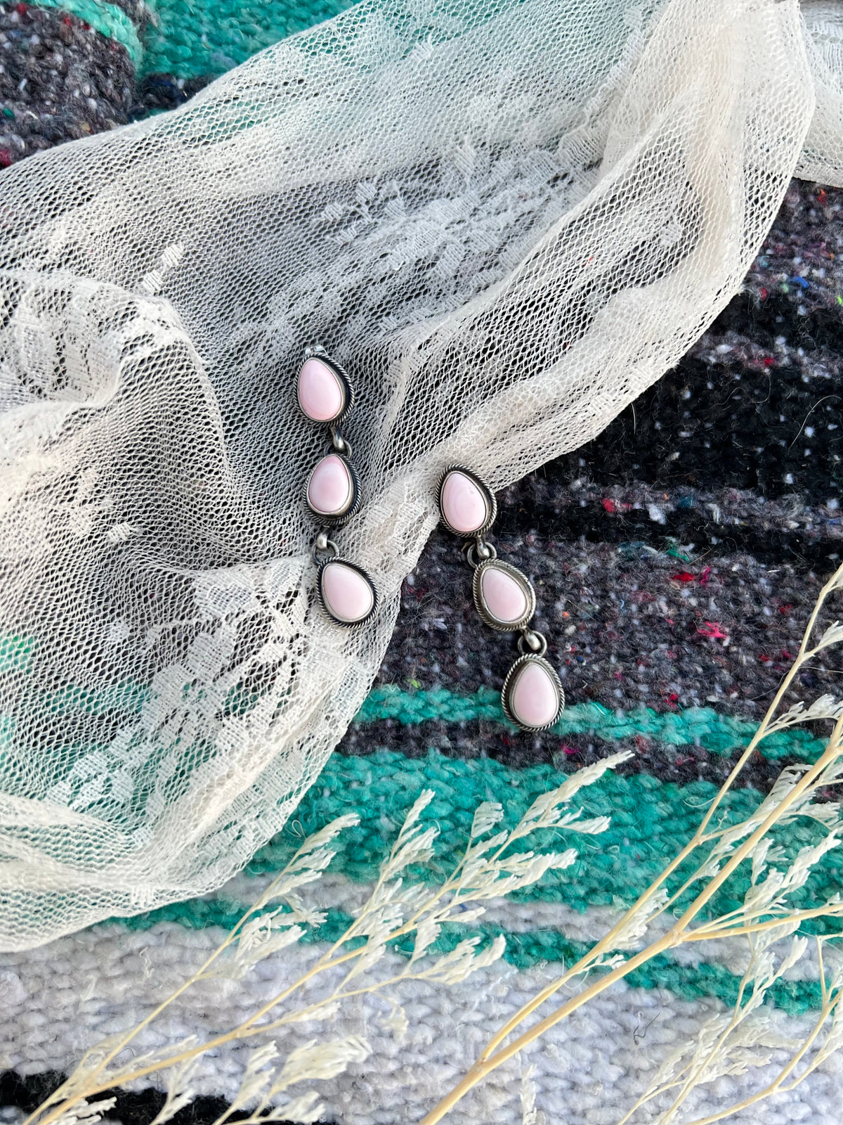 The Pink Conch 3 Stone Dangles