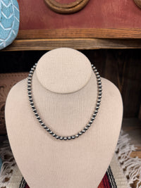 6mm 14” sterling silver pearl