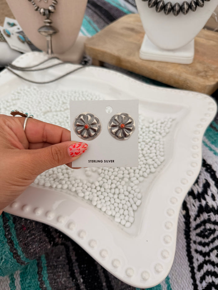 The Orange Spiny Concho Earrings