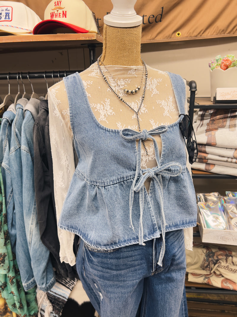 The Double Bow Denim tank