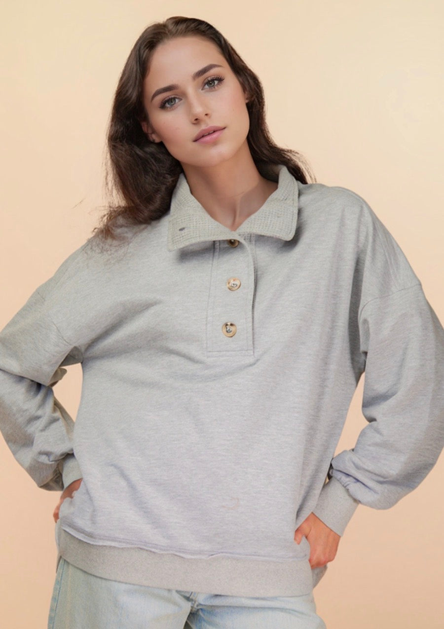 The Zayne’s Quarter Button up sweater