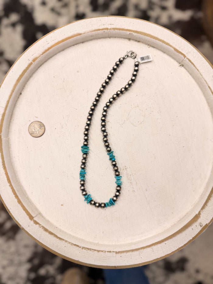 The Kingman Chip and Sterling Silver Pearl Necklace