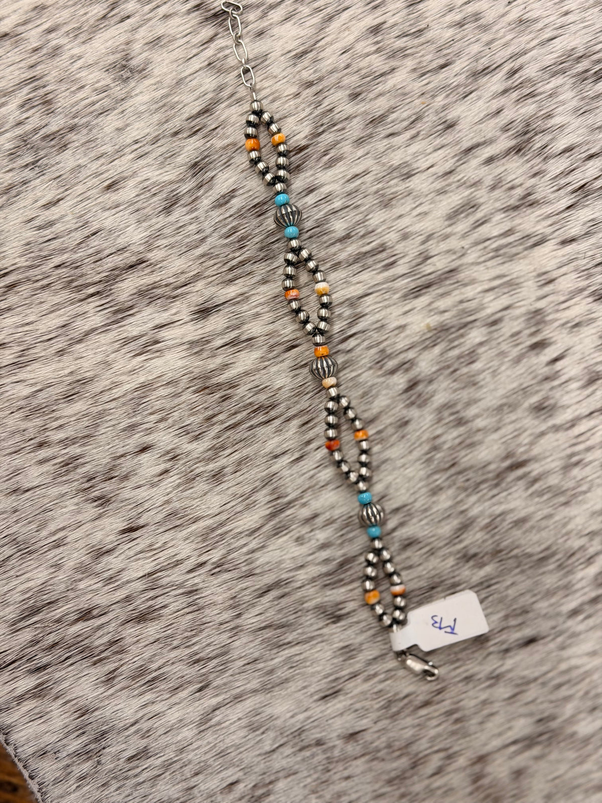 The Orange Spiny x Turquoise looped bracelet