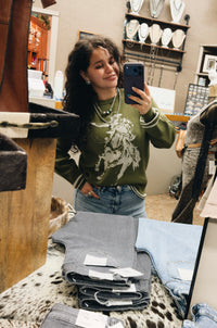 The wild & western olive sweater