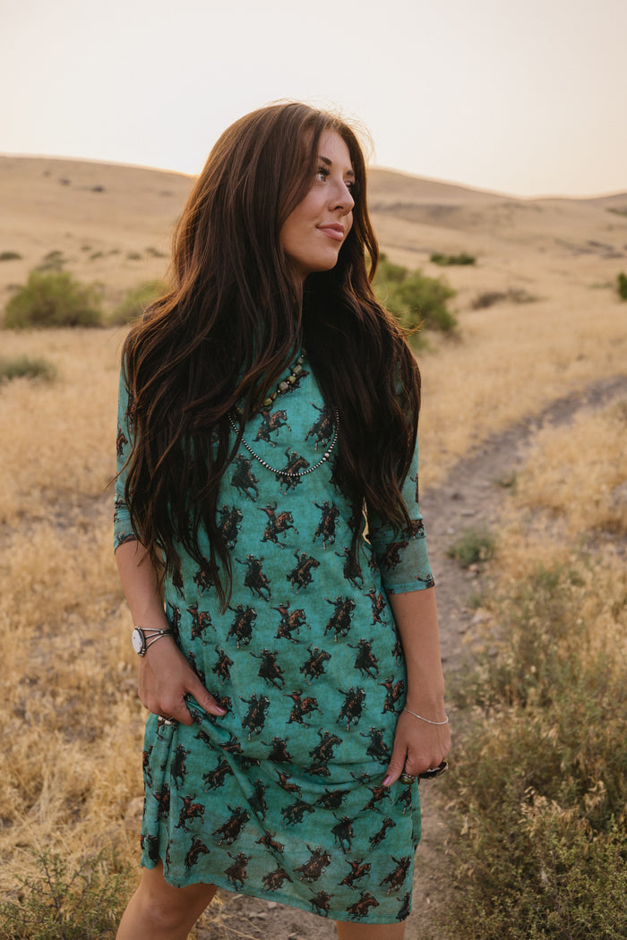 The Bronc Dress in Turquoise