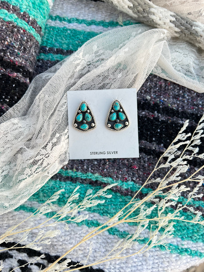 The Four Stone Triangle Earrings