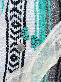 The Turquoise Half Cluster Kingman Earrings