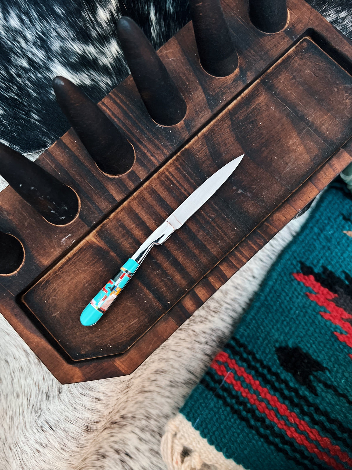 Small Turquoise Knife with Turquoise inlayed
