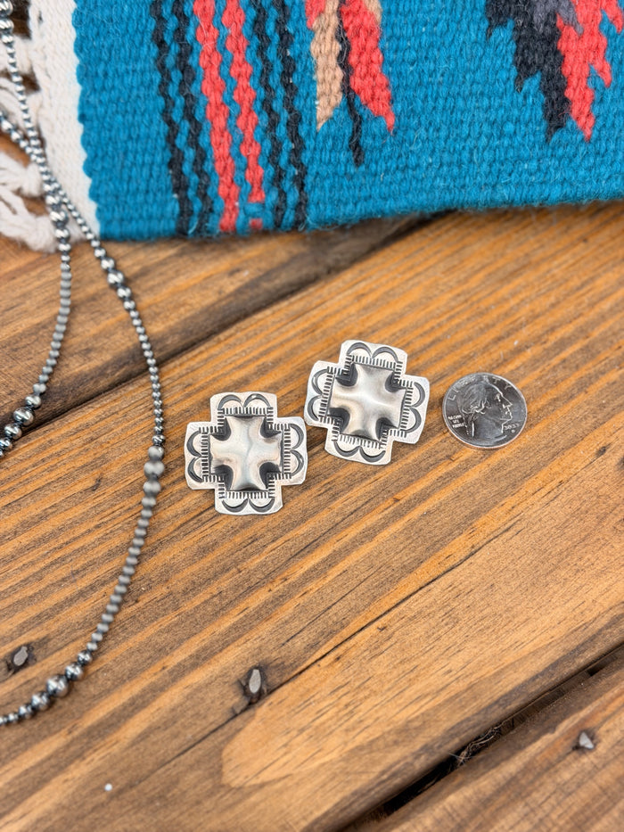 The Sally Square Silver Earrings