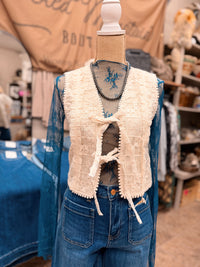 The Markie Oatmeal Embroidered Vest