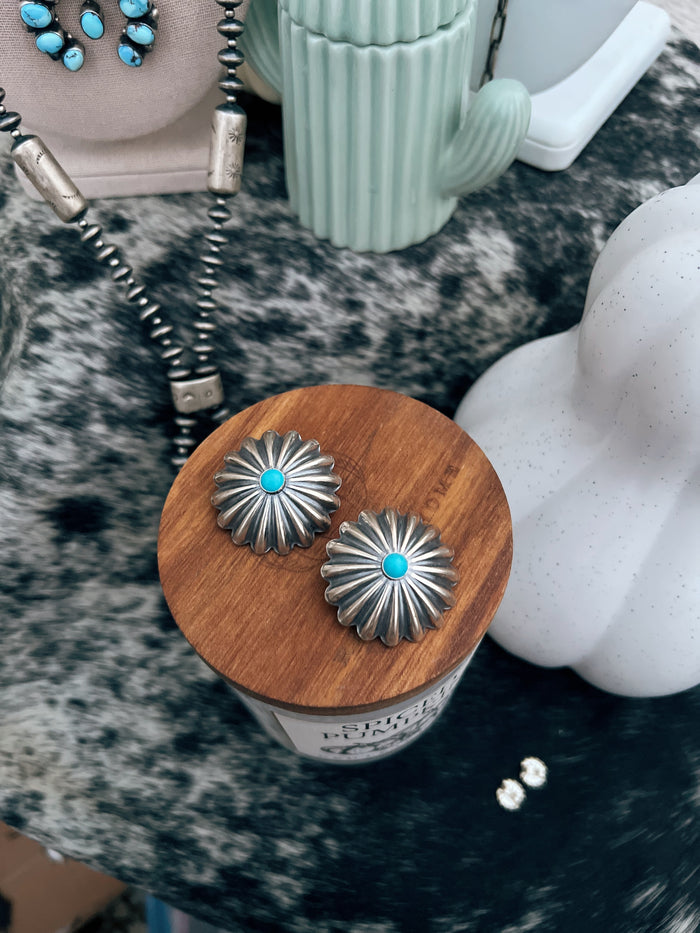 The Montana Concho Turquoise Stud Earrings