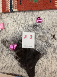 The Triple Stone Pink Opal Earrings