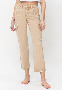 High Rise Cargo Relaxed Jeans