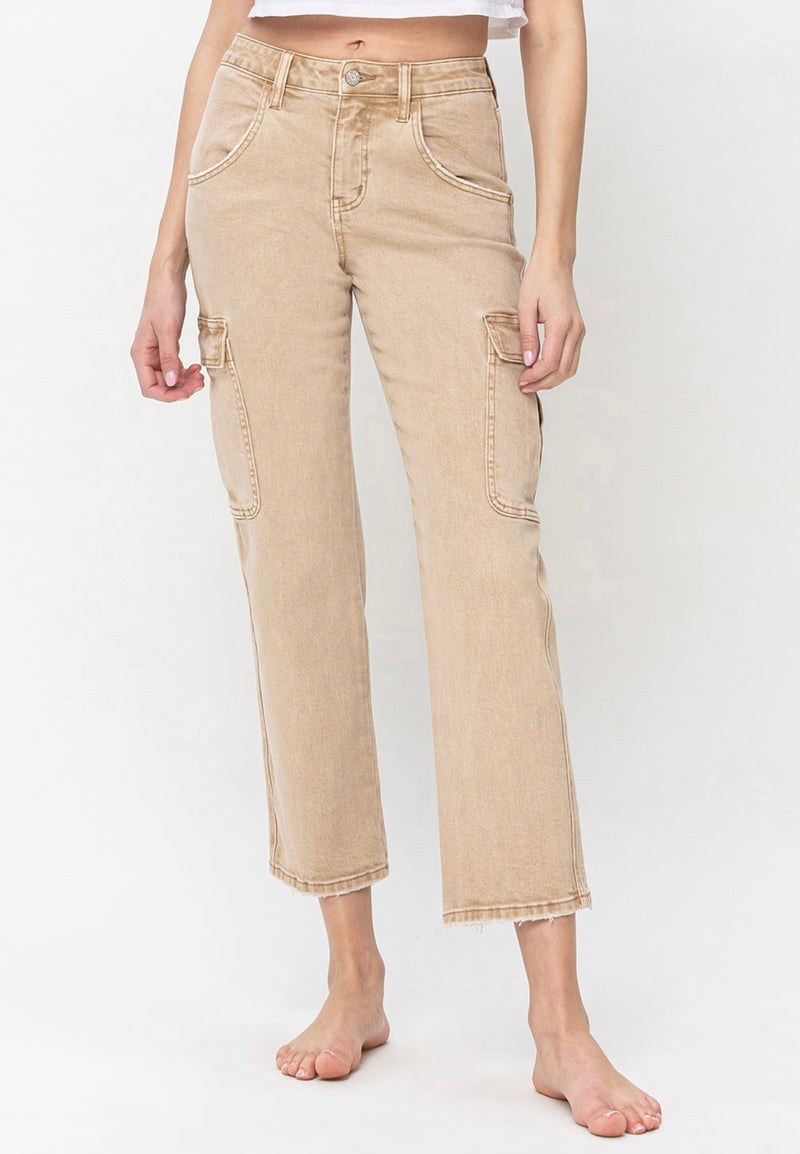 High Rise Cargo Relaxed Jeans