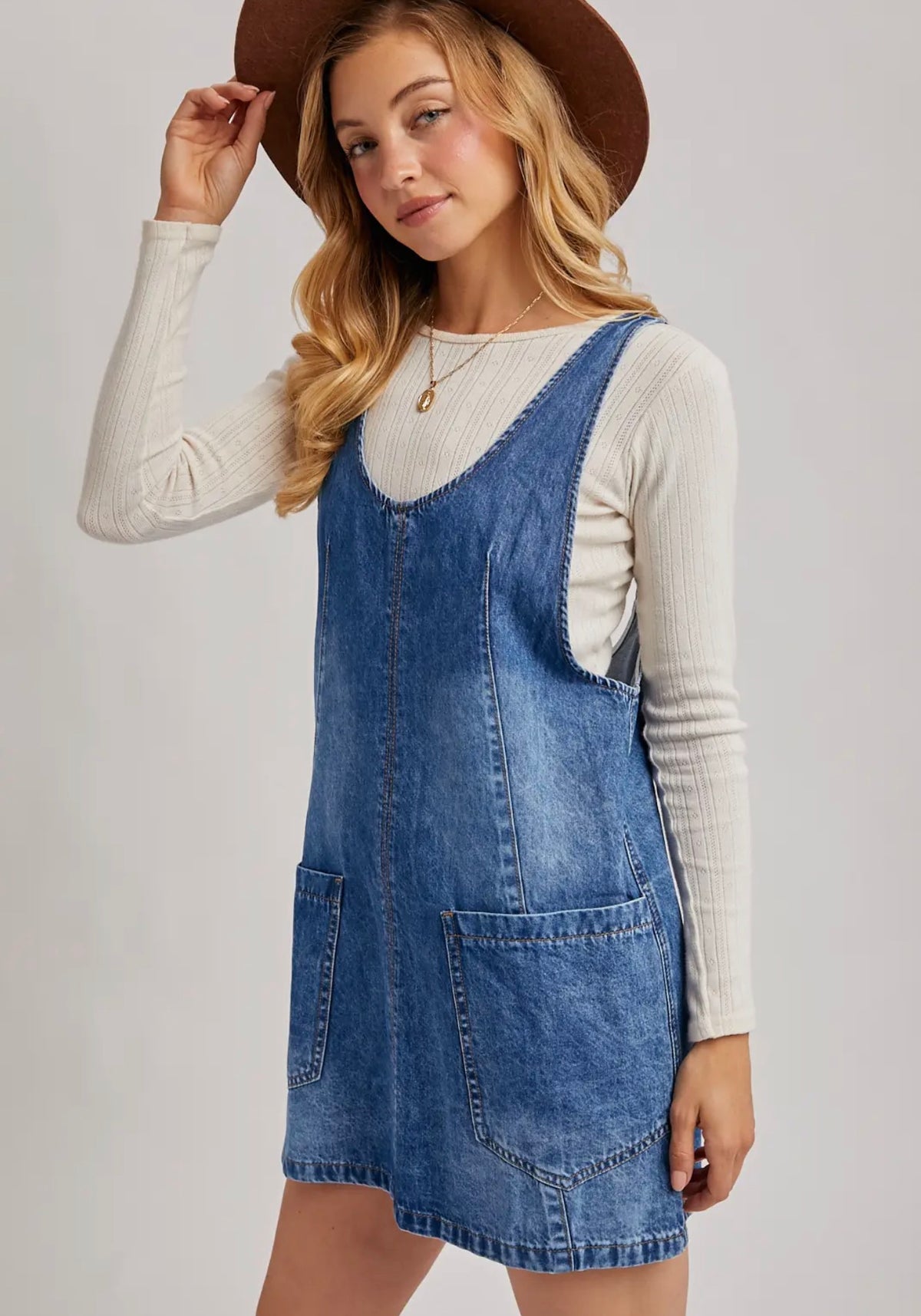 The Paisley Denim Overall Pocket Dress