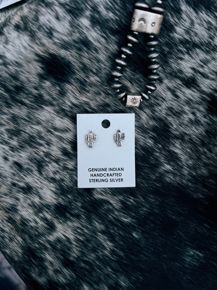 The Hank Silver Cactus Studs