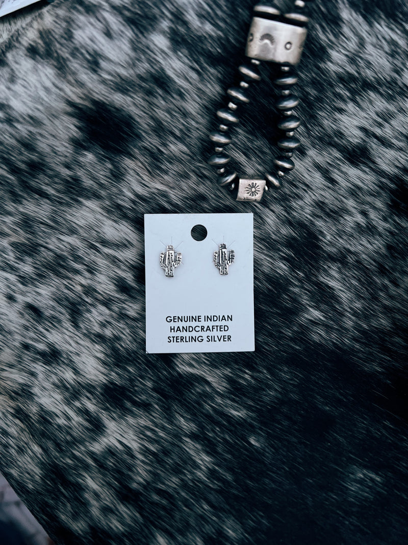 The Hank Silver Cactus Studs