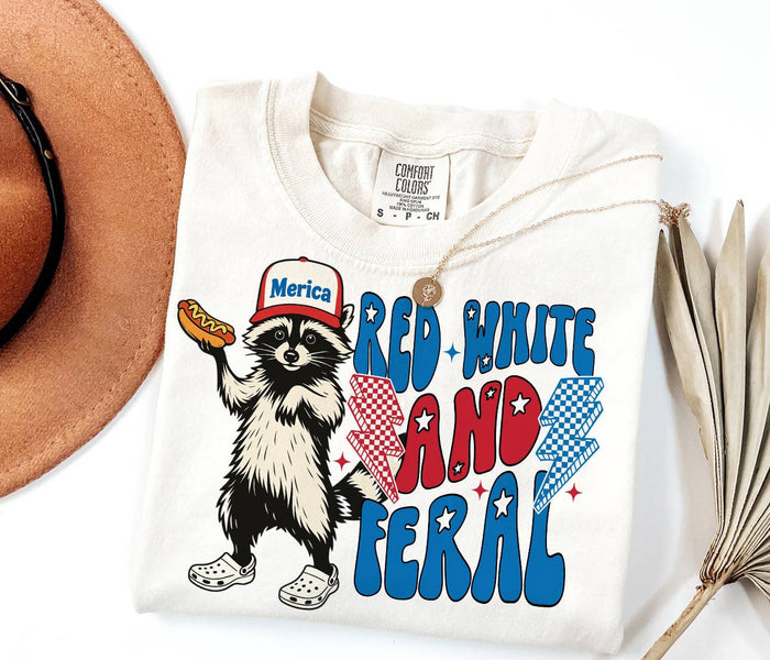 Red White and Feral T-shirt Ivory