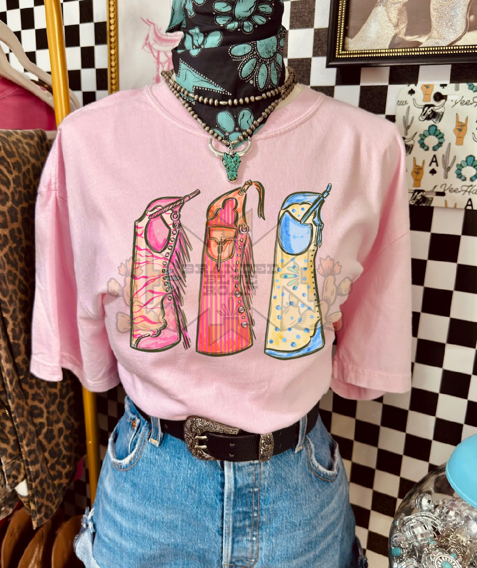 Pink Gal Chaps graphic tee