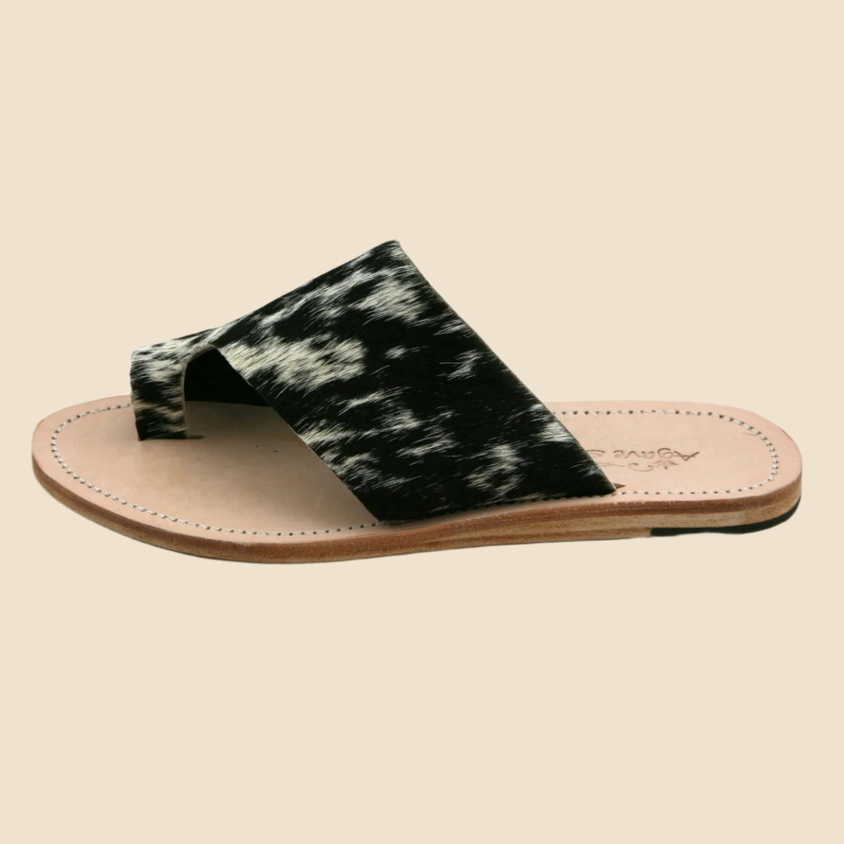The Tanya Salt & Pepper Cowhide Sandal