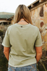 Sage Bootstitch Embroidered Short Sleeve Pocket Tee