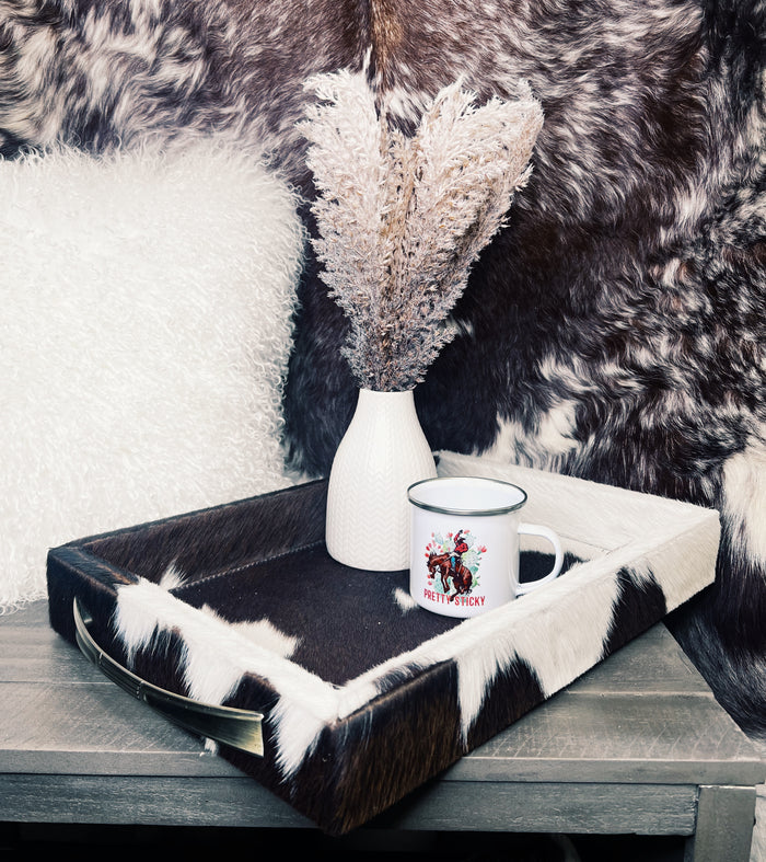 Black and White Cowhide Tray